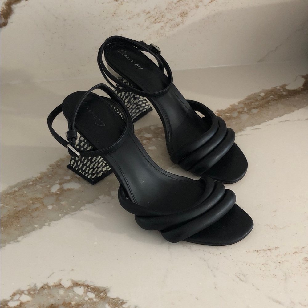 Sam Edelman Circus Sculptural Block Heel Sandals Size 11 Black - Picture 6 of 13